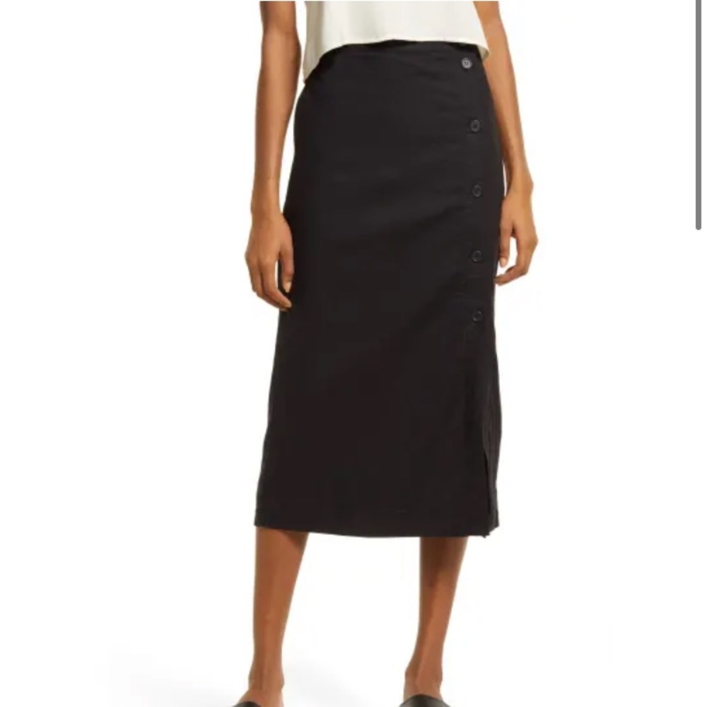 Treasure & Bond Linen Blend Midi Skirt